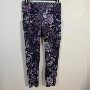 Lululemon Fast and Free Crop 23” Sz 6 Run With Heart Floral Dragon Print